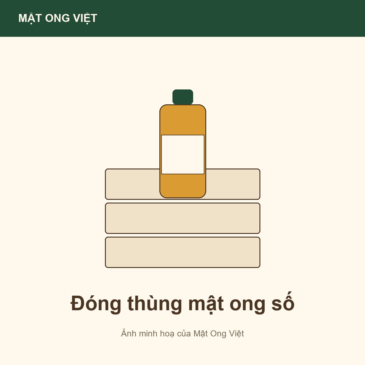 Đóng thùng mật ong số lượng lớn: quy cách và chống vỡ — ảnh bìa minh hoạ do Mật Ong Việt dựng, đúng chủ đề bài viết