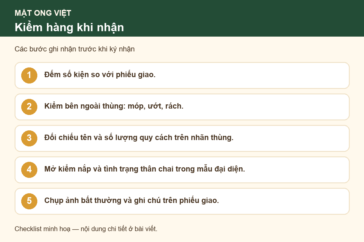 Sơ đồ các bước kiểm hàng khi nhận đơn mật ong