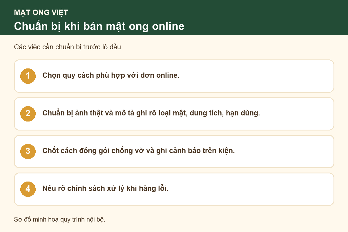 Sơ đồ chuẩn bị khi nhập mật ong để bán online