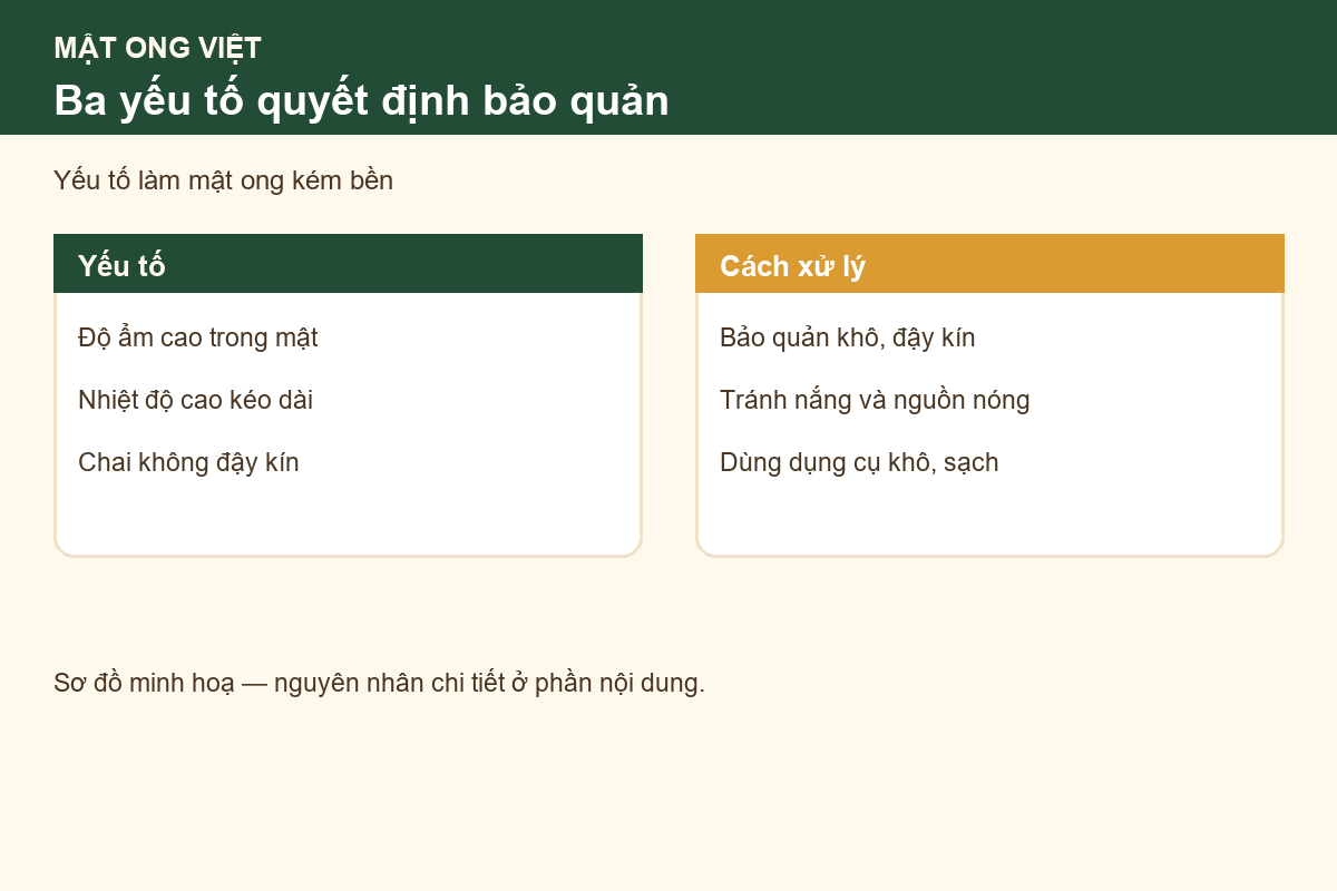 Sơ đồ ba yếu tố làm mật ong kém bền