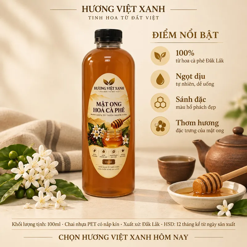 Mật ong hoa cà phê 100 ml Đắk Lắk – Hương Việt Xanh - ảnh thật số 2 từ gian hàng chủ shop