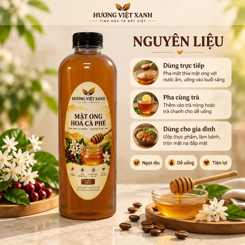 Mật ong hoa cà phê 500 ml Tây Bắc – Hương Việt Xanh - ảnh thật số 2 từ gian hàng chủ shop