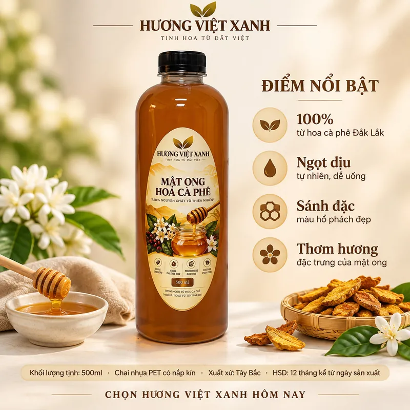 Mật ong hoa cà phê 500 ml Tây Bắc – Hương Việt Xanh - ảnh thật số 3 từ gian hàng chủ shop