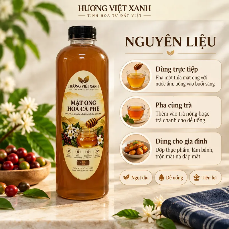 Mật Ong Hoa Cà Phê Nguyên Chất 1 Lít (1,4kg) - Mã HVX-MAT-BH-0048 - ảnh thật số 3 từ gian hàng chủ shop