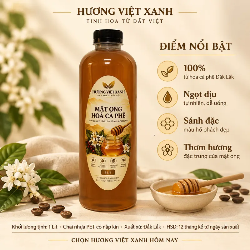Mật Ong Hoa Cà Phê Nguyên Chất 1 Lít (1,4kg) - Mã HVX-MAT-BH-0048 - ảnh thật số 4 từ gian hàng chủ shop