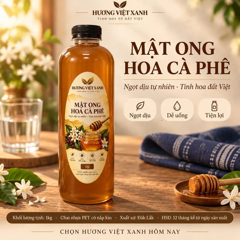 Mật Ong Hoa Cà Phê Nguyên Chất 1 Lít (1,4kg) - Mã HVX-MAT-CP-0029 - ảnh thật số 2 từ gian hàng chủ shop