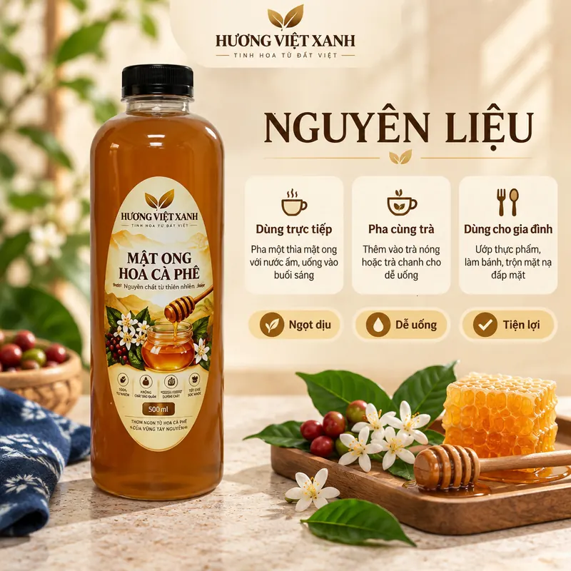 Mật Ong Hoa Cà Phê Nguyên Chất 1 Lít (1,4kg) - Mã HVX-MAT-CP-0057 - ảnh thật số 3 từ gian hàng chủ shop