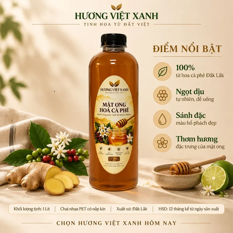 Mật Ong Hoa Cà Phê Nguyên Chất 1 Lít (1,4kg) - Mã HVX-MAT-CP-0057 - ảnh thật số 4 từ gian hàng chủ shop