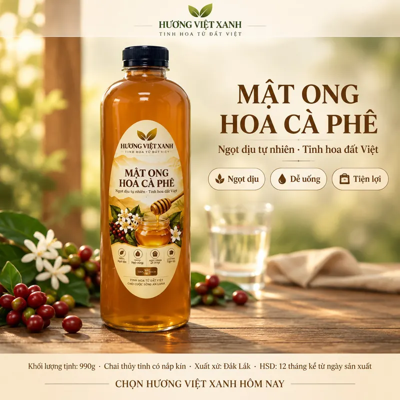 Mật Ong Hoa Cà Phê Nguyên Chất 1 Lít (1,4kg) - Mã HVX-MAT-HR-0056 - ảnh thật số 2 từ gian hàng chủ shop