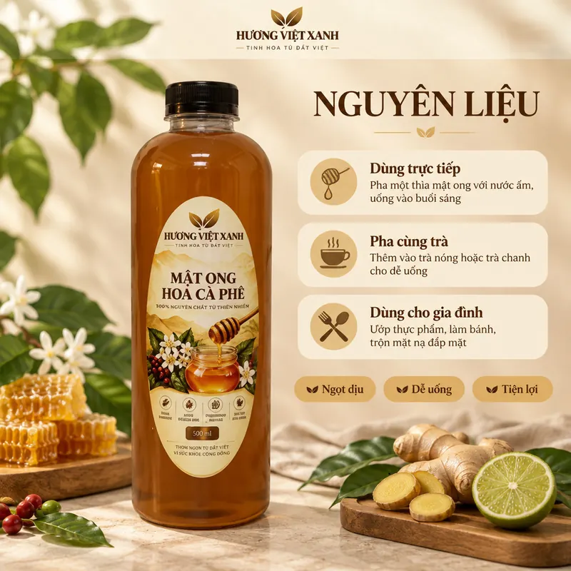 Mật Ong Hoa Cà Phê Nguyên Chất 1 Lít (1,4kg) - Mã HVX-MAT-RT-0042 - ảnh thật số 3 từ gian hàng chủ shop