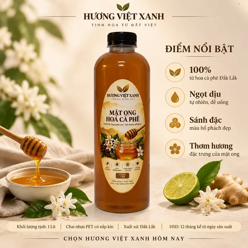 Mật Ong Hoa Cà Phê Nguyên Chất 1 Lít (1,4kg) - Mã HVX-MAT-RT-0042 - ảnh thật số 4 từ gian hàng chủ shop