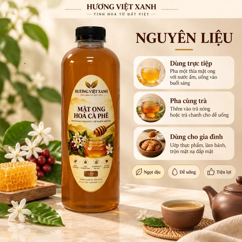 Mật Ong Hoa Cà Phê Nguyên Chất Đắk Lắk 1 Lít - Nguyên Chất 100%, Không Đường - ảnh thật số 3 từ gian hàng chủ shop