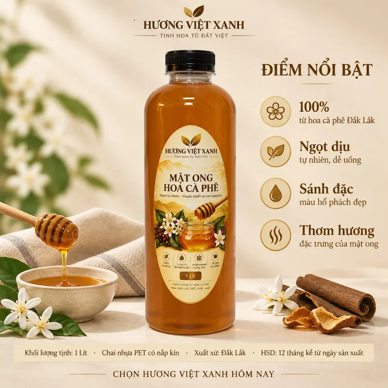 Mật Ong Hoa Cà Phê Nguyên Chất Đắk Lắk 1 Lít - Nguyên Chất 100%, Không Đường - ảnh thật số 4 từ gian hàng chủ shop